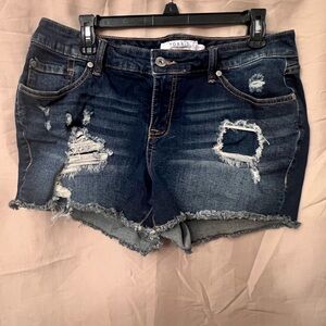 Torrid Dark Blue Distressed Jean Shorts